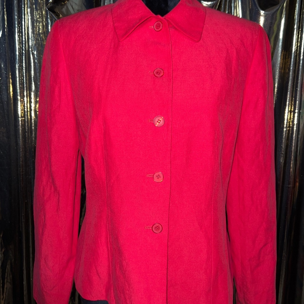 Josephine Chaus, red blazer, size 6 Silk/Linen